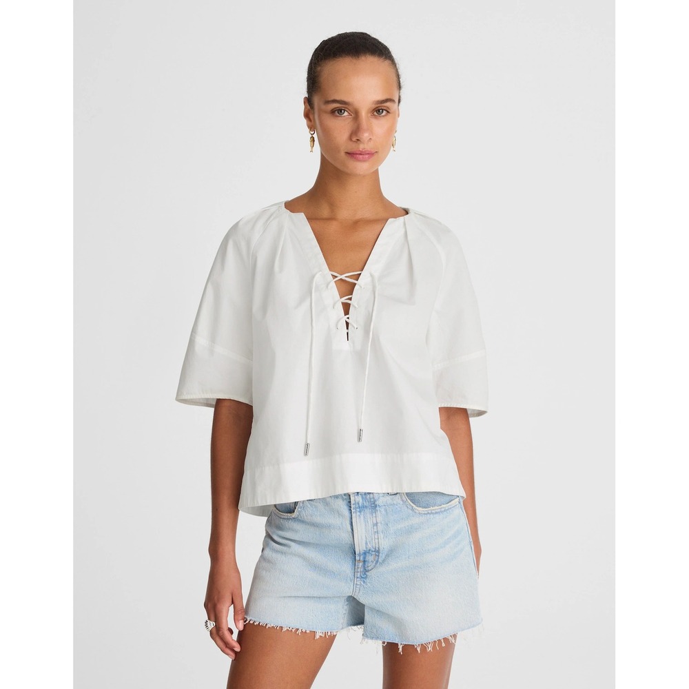 Madewell‎ Poplin Lace-Up Top White XS NWT